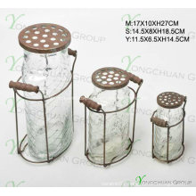 Glass Candle Holder with Metal Lid Nice Bottles